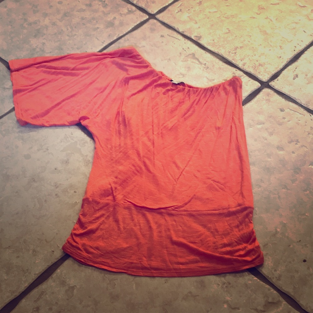 Guess One Sleeve Coral Top - Size XS